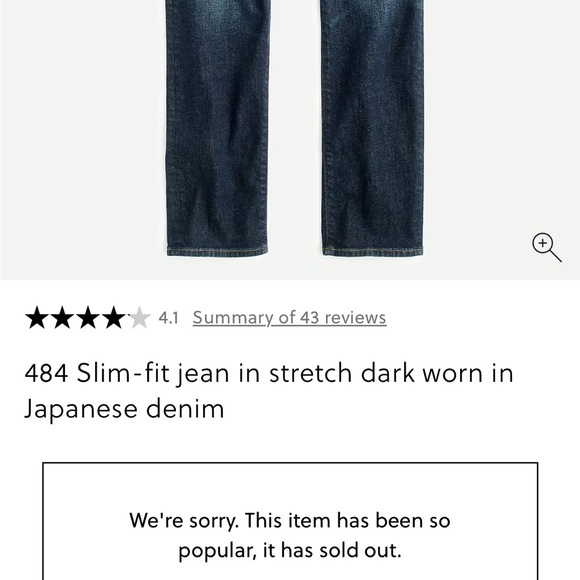 J. Crew 484 Men's Dark Indigo Bootcut Jeans - Picture 4 of 4